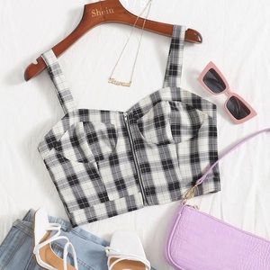 Punk Rock Kpop Cami Zip Up Top(Purple)